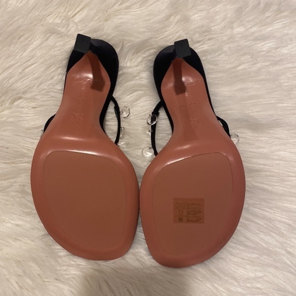 New Amina Muaddi Tina Satin Crystal Charm sandals size 37.5EU - Picture 10 of 14